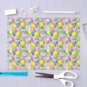 Preppy Palm Beach Print Blue und Yellow Lemons Seidenpapier (Handwerk)