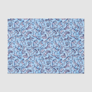 Preppy Palm Beach Print Blue Zebras Seidenpapier