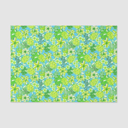 Preppy Palm Beach Print Green & Blue Turtles Seidenpapier (Vorderseite)
