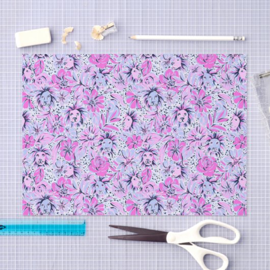 Preppy Palm Beach Print Lila Lions Seidenpapier (Handwerk)