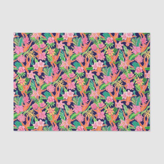 Preppy Palm Beach Print Niedlich Orangutans Seidenpapier (Vorderseite)