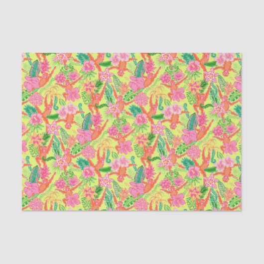 Preppy Palm Beach Print Niedlich Orangutans Seidenpapier (Vorderseite)