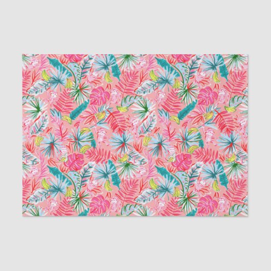 Preppy Palm Beach Print Palm Tree Affen Seidenpapier (Vorderseite)