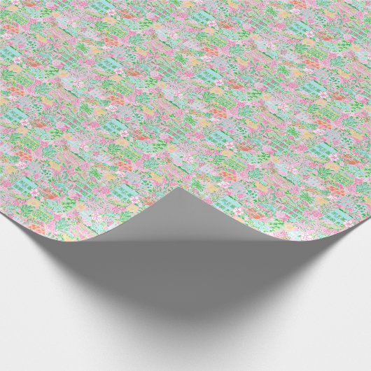 Preppy Palm Beach Print Pastell Charleston Geschenkpapier (Ecke)