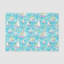 Preppy Palm Beach Print Pastell Sailboats