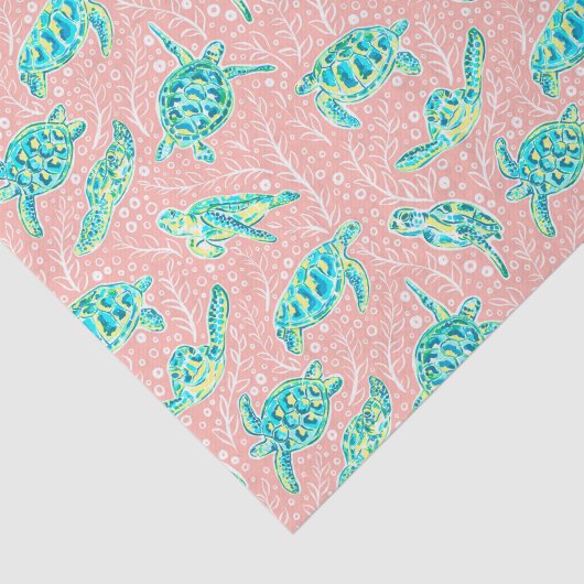 Preppy Palm Beach Print Pastell Schildkröten Seidenpapier (Ausschnitt)