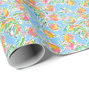 Preppy Palm Beach Print Pastellfarben Orange Geschenkpapier