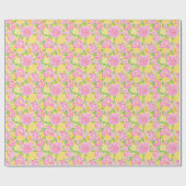 Preppy Palm Beach Print Pink and Yellow Flowers Geschenkpapier (Flach)