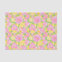 Preppy Palm Beach Print Pink and Yellow Flowers Seidenpapier