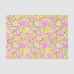 Preppy Palm Beach Print Pink and Yellow Flowers Seidenpapier