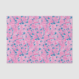 Preppy Palm Beach Print Pink & Blue Seashells Seidenpapier