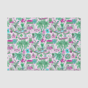 Preppy Palm Beach Print Pink & Green Animal Vacay Seidenpapier