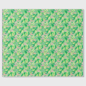 Preppy Palm Beach Print Pink & Green Flamingos Geschenkpapier (Flach)