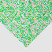 Preppy Palm Beach Print Pink & Green Seashells Seidenpapier