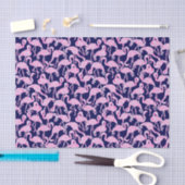 Preppy Palm Beach Print Pink & Navy Flamingos Seidenpapier (Handwerk)