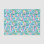 Preppy Palm Beach Print Pink Sailboote Seidenpapier (Vorderseite)