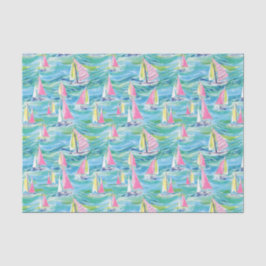 Preppy Palm Beach Print Pink Sailboote Seidenpapier