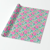 Preppy Palm Beach Print Pink und Green Tigers Geschenkpapier (Ungerollt)