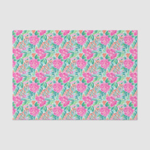 Preppy Palm Beach Print Pink und Green Tigers Seidenpapier