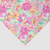 Preppy Palm Beach Print Pink & Yellow Lilie Blume Seidenpapier (Ausschnitt)