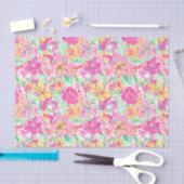 Preppy Palm Beach Print Pink & Yellow Lilie Blume Seidenpapier (Handwerk)