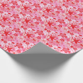 Preppy Palm Beach Print Rosa und Rote Blume Geschenkpapier (Ecke)