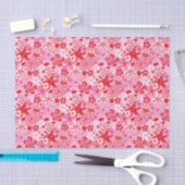 Preppy Palm Beach Print Rosa und Rote Blume Seidenpapier (Handwerk)