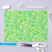 Preppy Palm Beach Print Yellow & Green Seashells Seidenpapier (Handwerk)