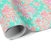 Preppy Palm Beach Tropical Blume Muster Geschenkpapier (Rolleneckpunkt)