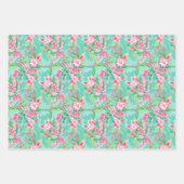 Preppy Palm Beach Tropical Blume Muster Geschenkpapier Set (Vorderseite 3)