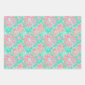 Preppy Palm Beach Tropical Blume Muster Geschenkpapier Set (Vorderseite 2)