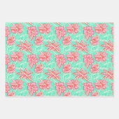 Preppy Palm Beach Tropical Blume Muster Geschenkpapier Set (Vorderseite)