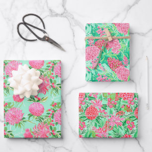 Preppy Palm Beach Tropical Blume Muster Geschenkpapier Set