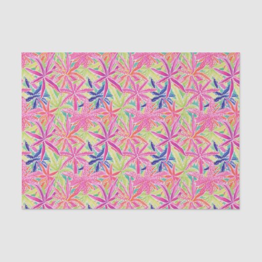 Preppy Palm Beach Tropical Blume Muster Seidenpapier (Vorderseite)