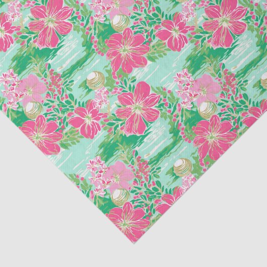 Preppy Palm Beach Tropical Blume Muster Seidenpapier (Ausschnitt)
