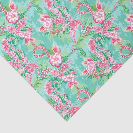 Preppy Palm Beach Tropical Blume Muster Seidenpapier (Ausschnitt)