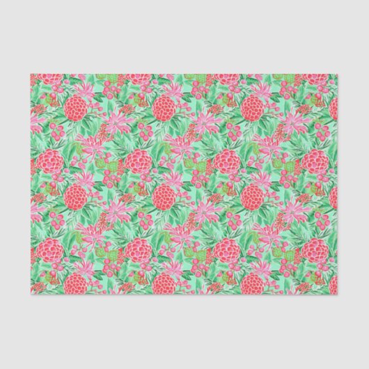 Preppy Palm Beach Tropical Blume Muster Seidenpapier (Vorderseite)