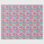 Preppy Palm Beach Tropical Delphins Muster Geschenkpapier (Flach)