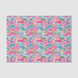 Preppy Palm Beach Tropical Delphins Muster Seidenpapier