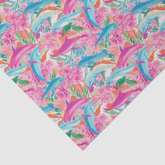 Preppy Palm Beach Tropical Delphins Muster Seidenpapier (Ausschnitt)