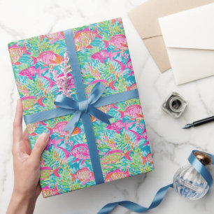 Preppy Palm Beach Tropical Fish Muster Geschenkpapier