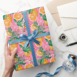 Preppy Palm Beach Tropical Orangen Muster Geschenkpapier