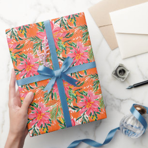 Preppy Palm Beach Tropical Orangen Muster Geschenkpapier