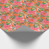 Preppy Palm Beach Tropical Orangen Muster Geschenkpapier (Ecke)