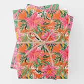 Preppy Palm Beach Tropical Orangen Muster Geschenkpapier Set (Beispiel)