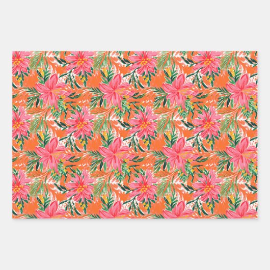 Preppy Palm Beach Tropical Orangen Muster Geschenkpapier Set (Vorderseite)