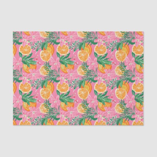 Preppy Palm Beach Tropical Orangen Muster Seidenpapier (Vorderseite)