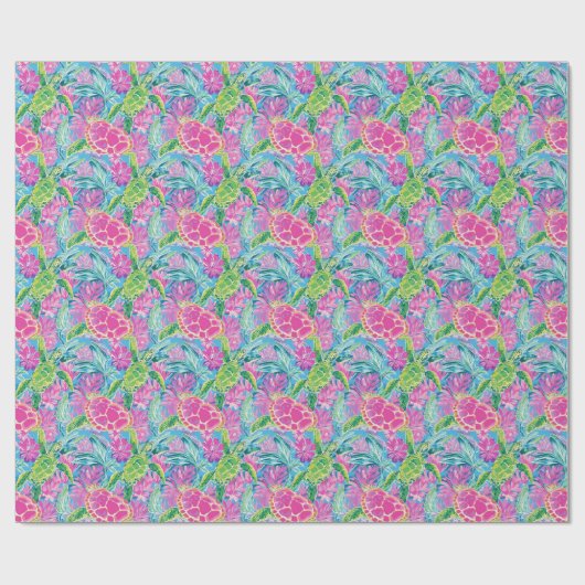 Preppy Palm Beach Tropical Turtles Pattern Geschenkpapier (Flach)