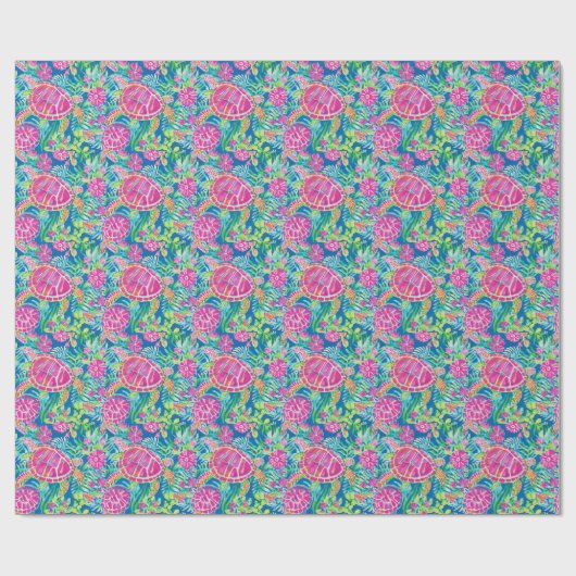 Preppy Palm Beach Tropical Turtles Pattern Geschenkpapier (Flach)