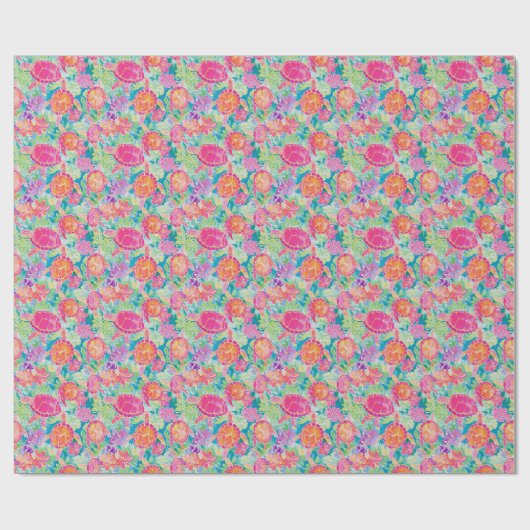 Preppy Palm Beach Tropical Turtles Pattern Geschenkpapier (Flach)